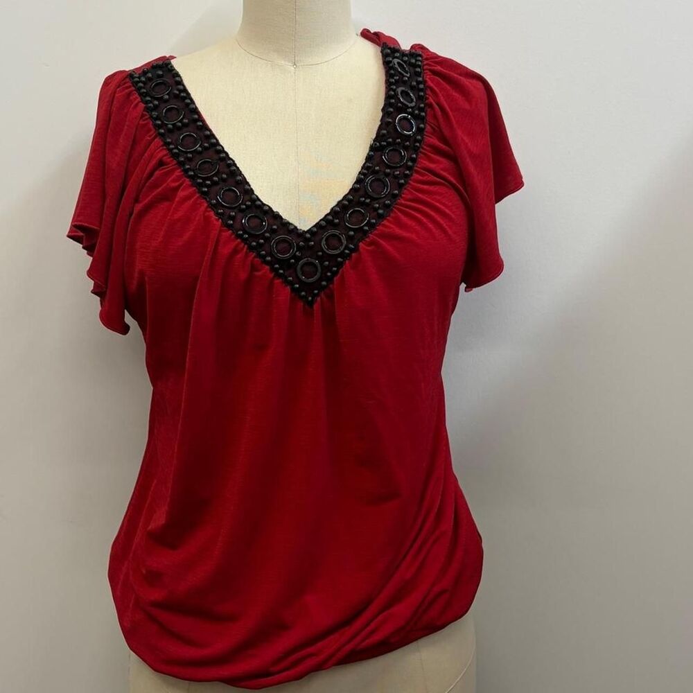Wrapper Women's Red and Burgundy Goth Y2K Blouse